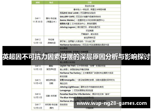 英超因不可抗力因素停摆的深层原因分析与影响探讨